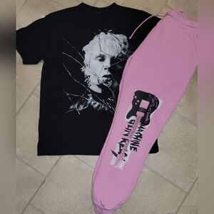 MGK Tickets To My Downfall RARE Pink Sweatpants & Mainstream Sellout Tee Size XL